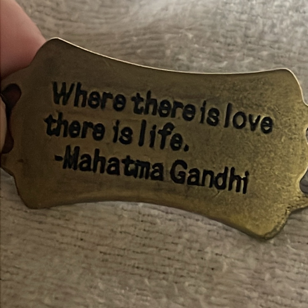 “Where There Is♥️There Is Life” Label Raw Stone Bracelet, Gandhi Quote Bracelet - Picture 2 of 3
